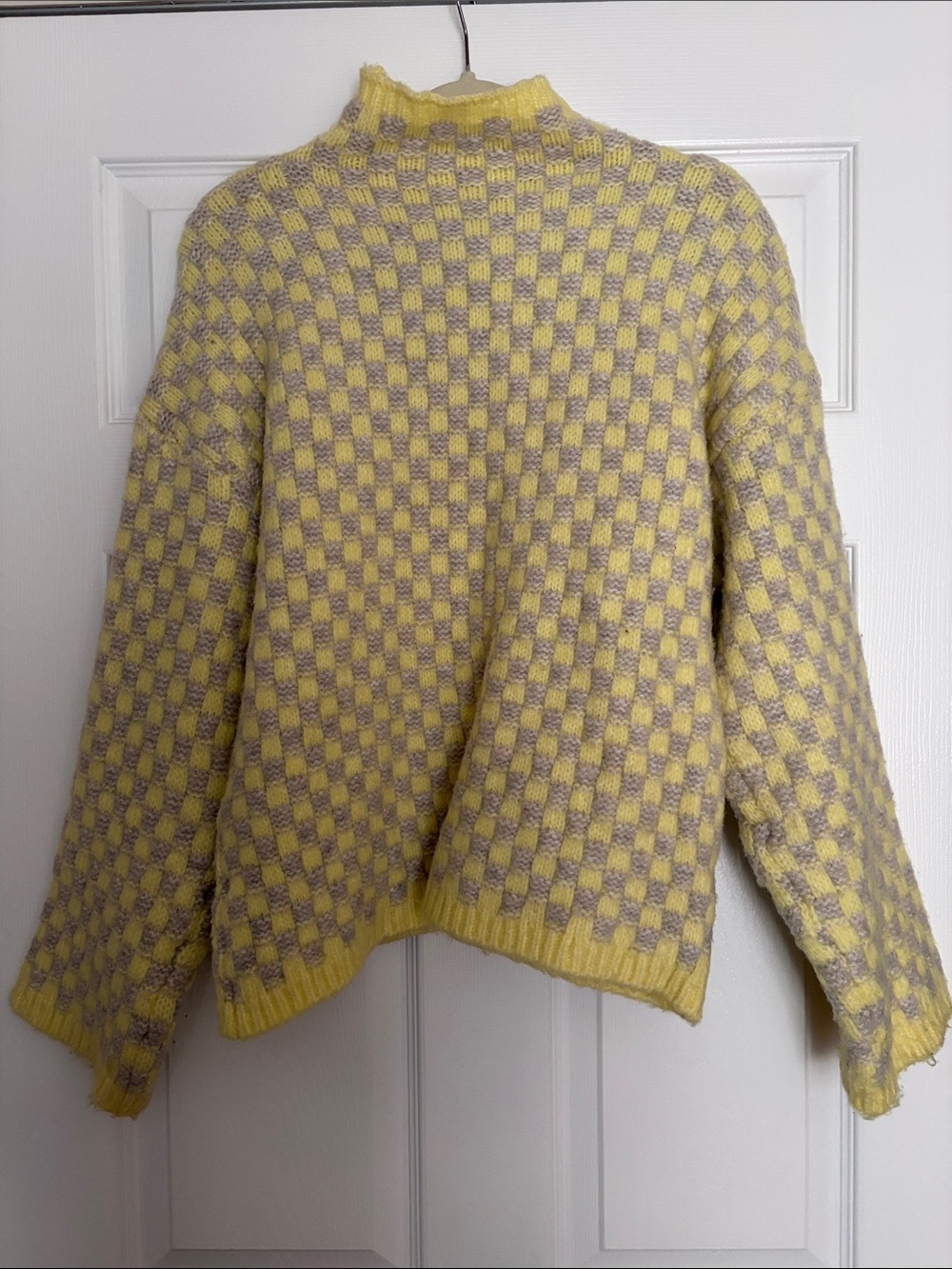 ASOS yellow and beige checkered sweater